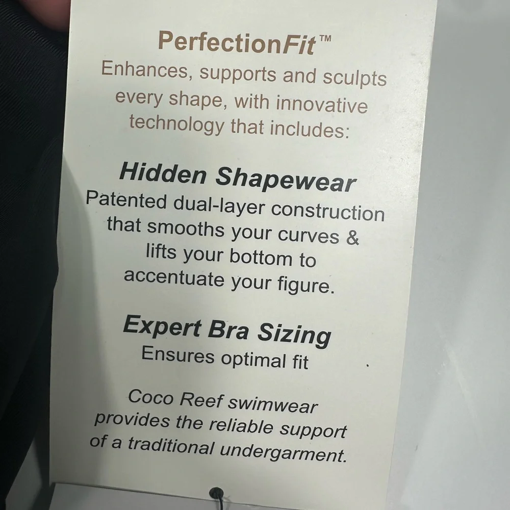NWT Contours by CoCo Reef Belted High-Neck One-Piece Swimsuit- Black- 12/36C - Picture 6 of 13